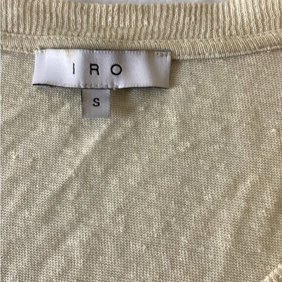 IRO Top Women’s Size Small Color Cream Ripped Design Short Sleeve 100% Linen - Picture 3 of 8
